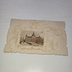 Rare Antique Embellished Postcard Rathhaus City Hall Austria ca 1900 Collectible
